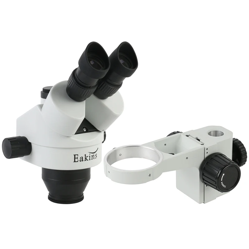 Trinocular Stereo Microscope 7X-45X - 7X-45X サイマルフォーカス同焦点連続ズーム三眼実体顕微鏡ヘッド 76 ミリメートル直径ホルダーフォーカスアーム教育用