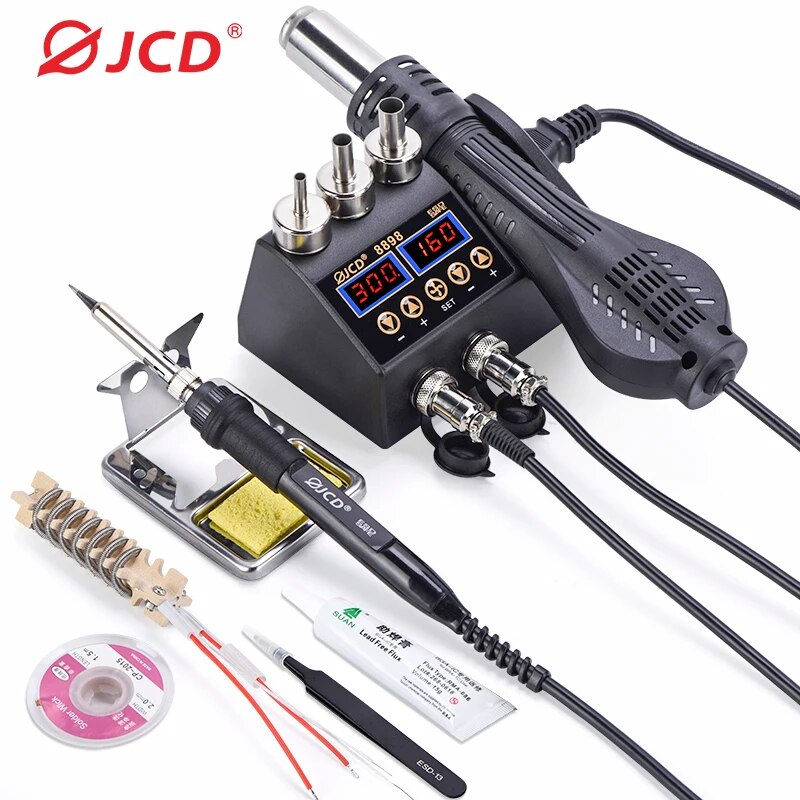 2 In 1 Soldering Rework Station 750W - はんだ付けステーションJCD-8898 W, 2 in 1,はんだごて,熱風ガン,電話,bga,smd,修理ツール用のリワーク溶接ステーション