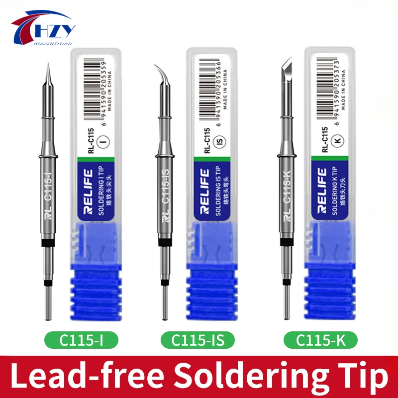 C115 Nano Soldering Iron Station - RELife-ユニバーサルナノレベルハンドルはんだごてチップ、先のとがったエルボーブレード、c115シリーズはんだ付けステーション、t115シリーズ、c115