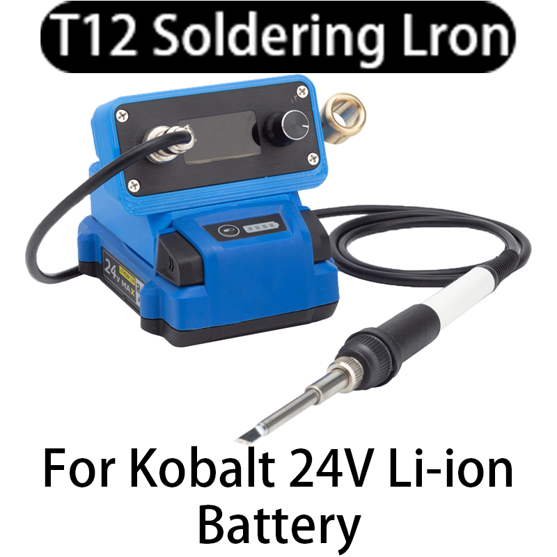 T12 Soldering Station Oled - T12はんだ付けステーションはんだごてSTC、コバルト24Vリチウムイオンバッテリー用、急速加熱コードレスOLED T12はんだ付けステーション