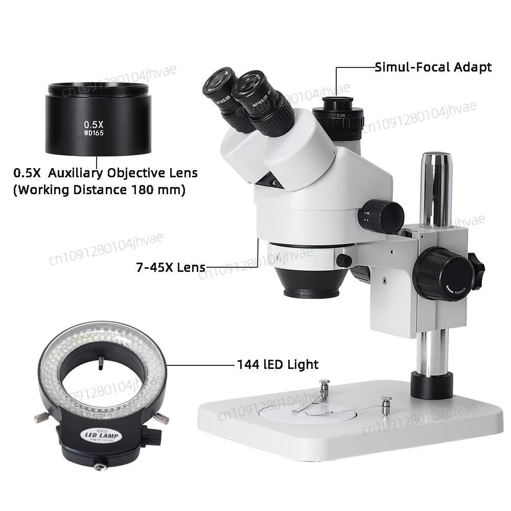 Trinocular Stereo Microscope 7X-45X - 2025年最新 実物写真 3.5X-45X 7X-45X ステレオ 工業用顕微鏡