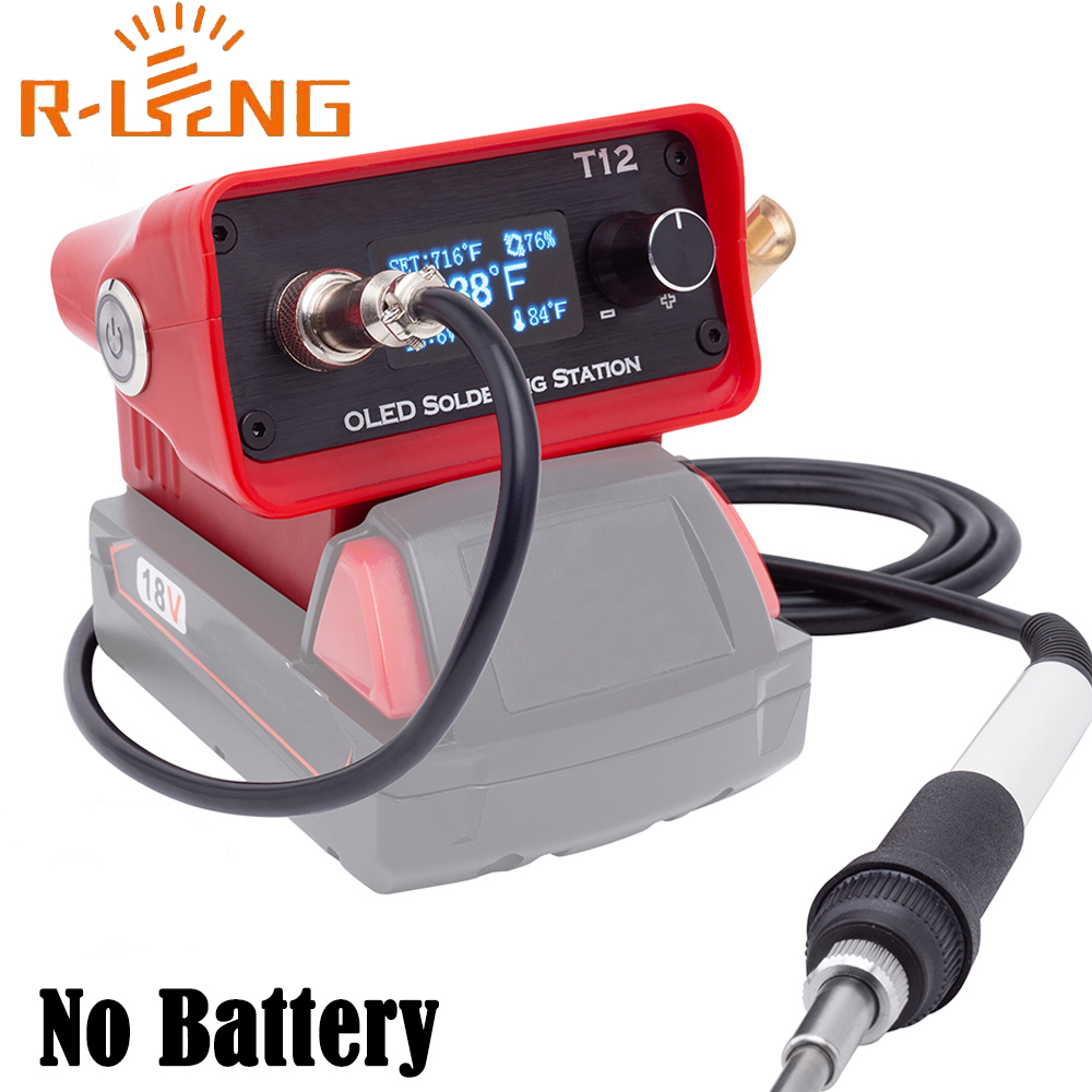 T12 Soldering Station Oled - ミルウォーキー用の調整可能なはんだ付けステーション,oled t12はんだごて,18vリチウムイオン電池,DIY修理,電池なし