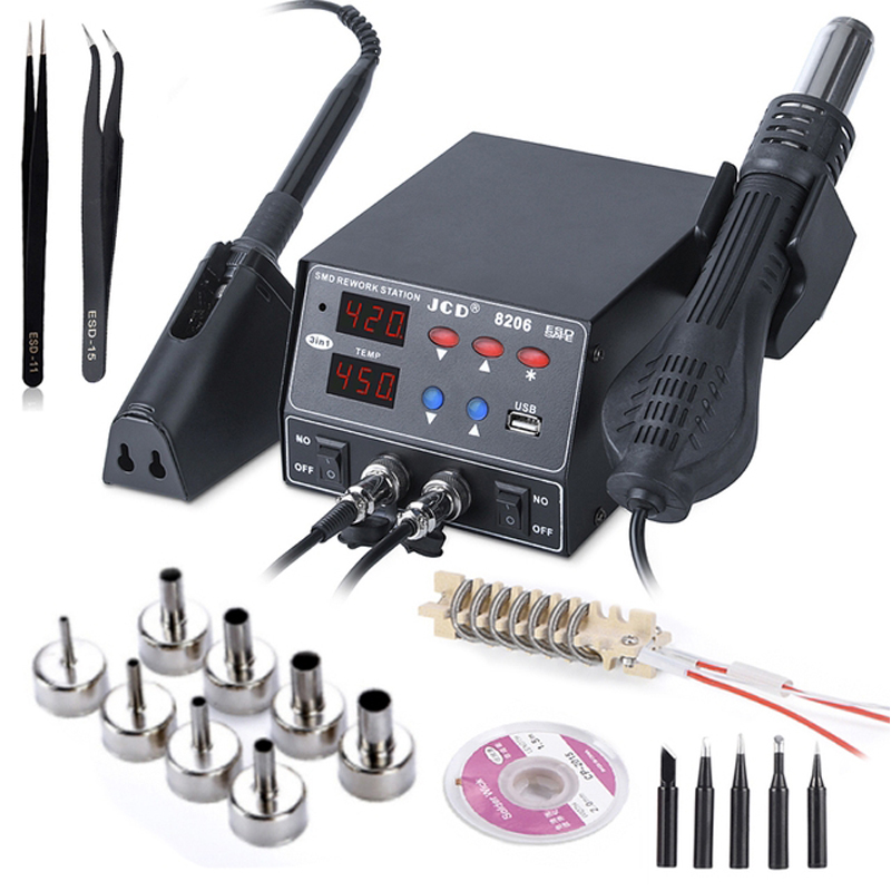 2 In 1 Soldering Rework Station 750W - JCD 8206 2 in 1はんだ付けステーション デジタルディスプレイ