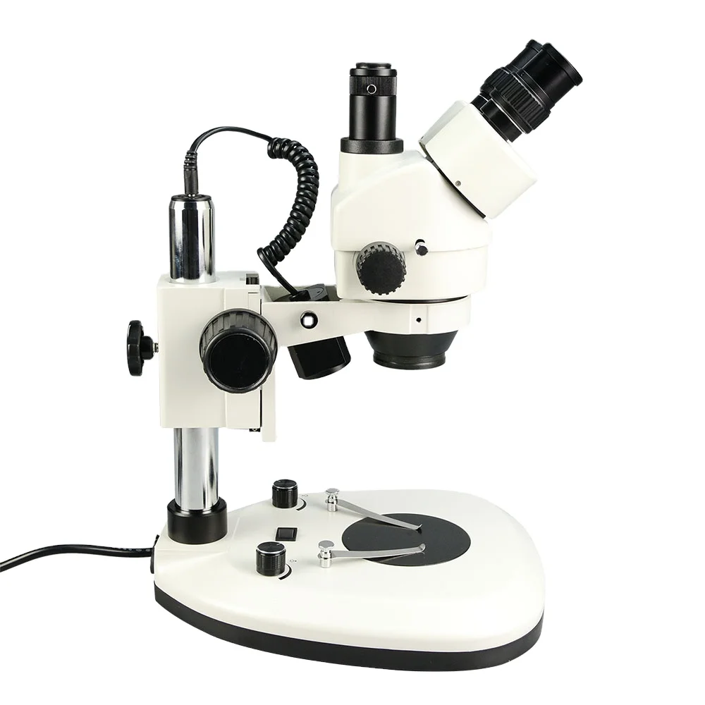 Trinocular Stereo Microscope 7X-45X - 工場用7倍-45倍光学工業用三眼顕微鏡、電子PCB検査用ズーム式実体顕微鏡