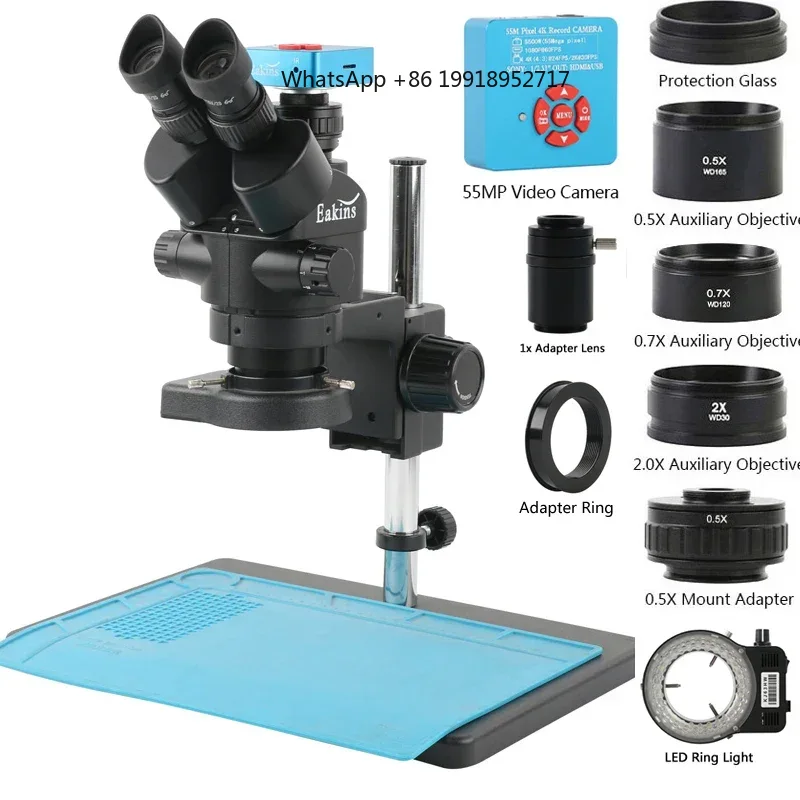 Simul-Focal Industrial Microscope 4K Hdmi - Eakins Zoom 3.5-90X 三眼実体顕微鏡セット オプションの 2K