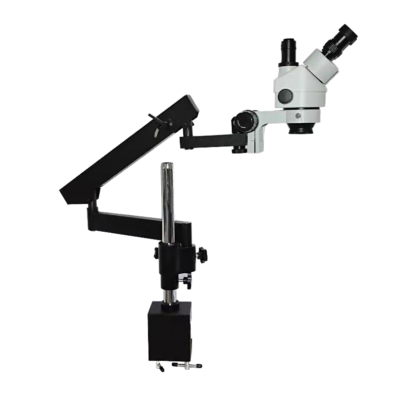 Articulating Arm Boom Stand Microscope - 修理やペット手術用のフレキシブル可動式アーム大型移動ブームスタンド三眼実体顕微鏡