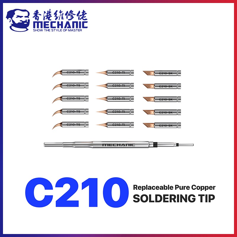 C210 Precision Soldering Station - MECHANIC C210シリーズはんだごてチップ精密温度制御加熱コア（T90A、HS02B、T80、T26、T3602はんだ付けステーション用）