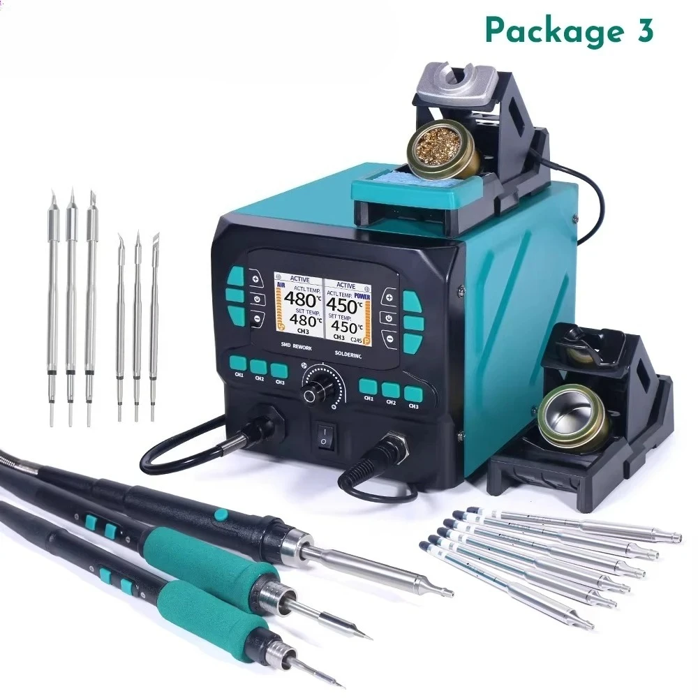 C210 Precision Soldering Station - 992D-II 2in1ツール ナノホットエアペンシル精密はんだ付けリワークステーションとC210はんだごて（ダイナミックLCDディスプレイ付き）