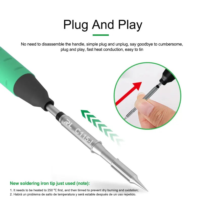 RELife-ユニバーサルナノレベルハンドルはんだごてチップ - C115 Nano Soldering Iron Station のレビューと価格