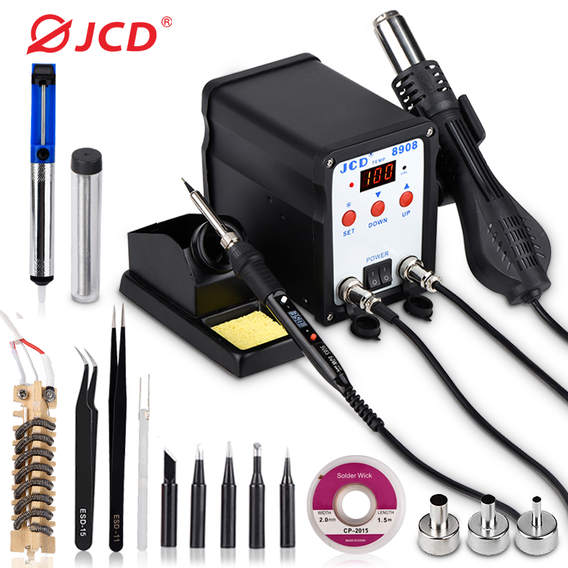 Jcd-熱風ガン付きはんだ付けステーション,はんだ修理機,L - 2 In 1 Soldering Rework Station 750W のレビューと価格