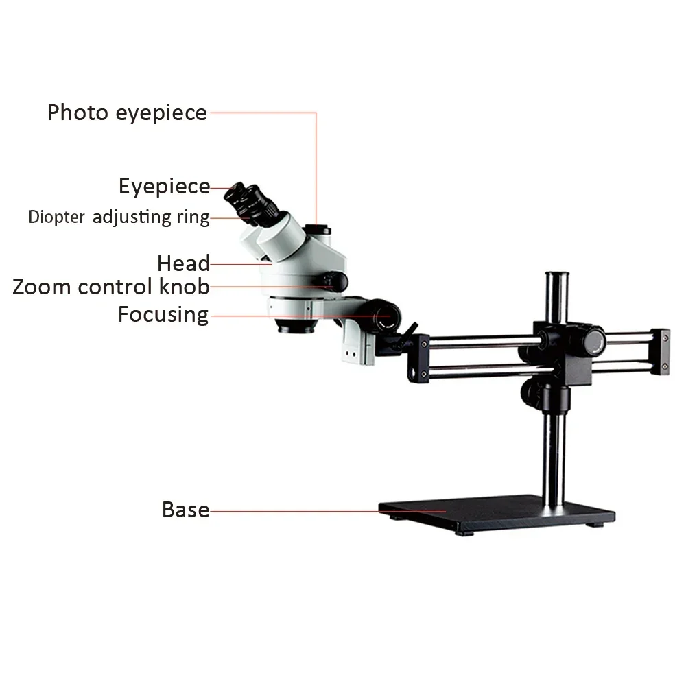 2026/ステディベースダブルブームスタンド顕微鏡 7X-4 - Trinocular Stereo Microscope 7X-45X のレビューと価格
