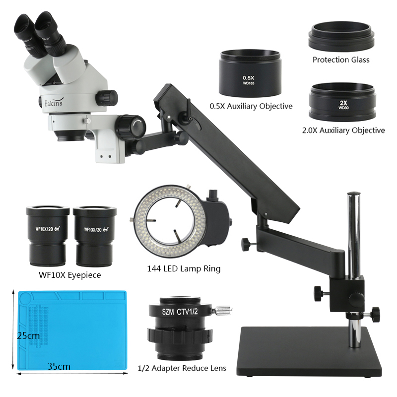 関節式アームデスクトップベーススタンド 3.5X-90X ズ - Trinocular Stereo Microscope 7X-45X のレビューと価格