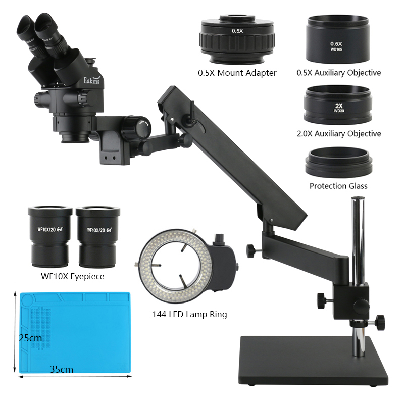 関節式アームデスクトップベーススタンド 3.5X-90X ズ - Trinocular Stereo Microscope 7X-45X のレビューと価格