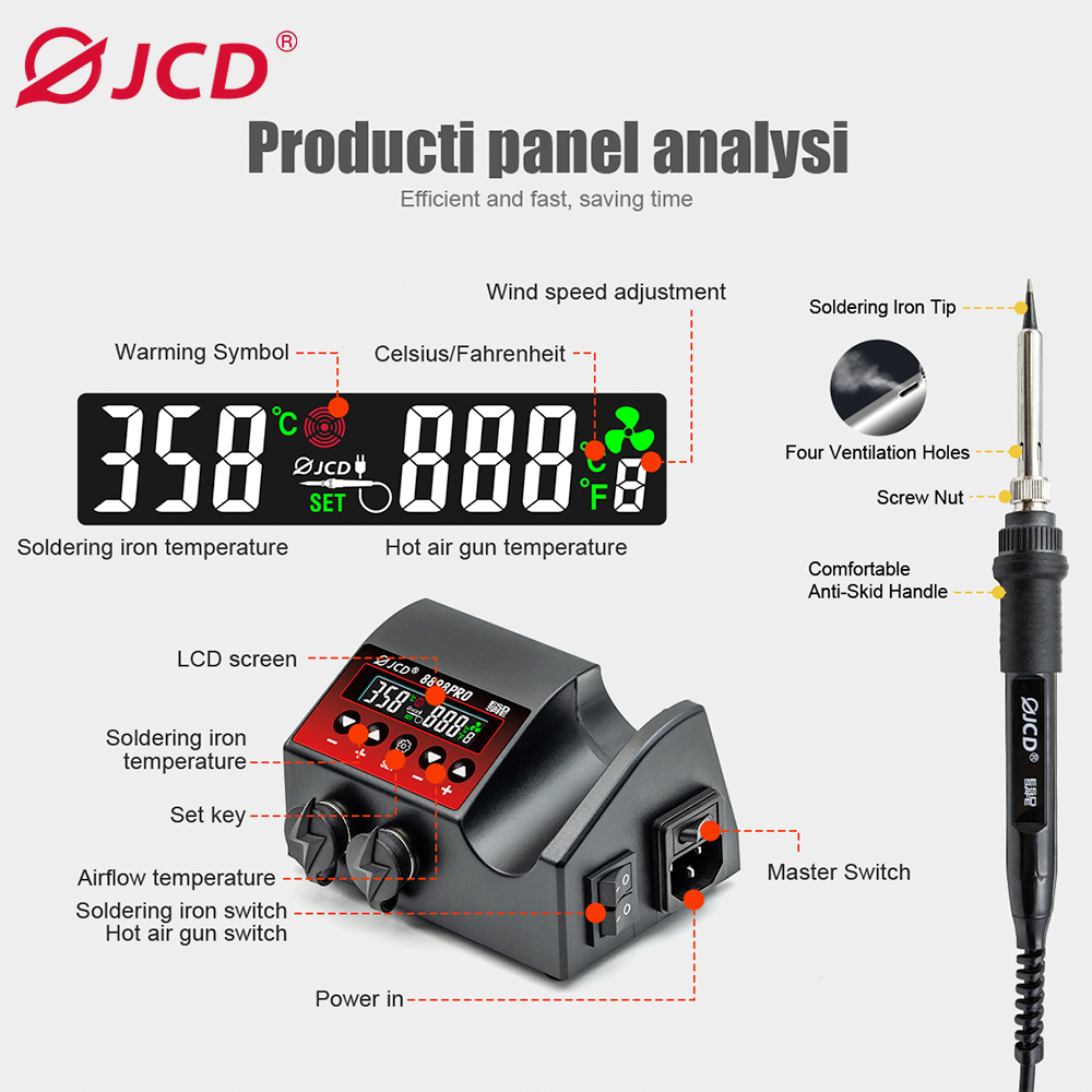 はんだ付けステーションJCD-8898Pro,2 in 1, - 2 In 1 Soldering Rework Station 750W のレビューと価格